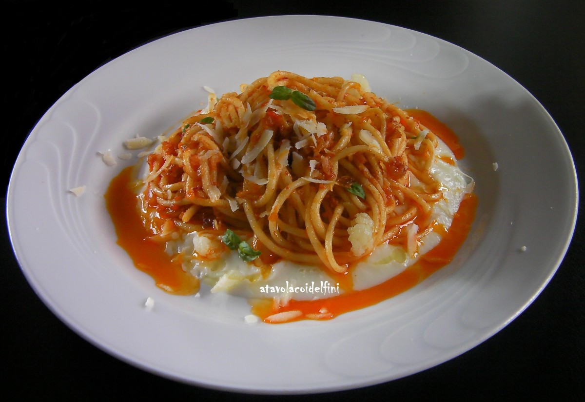 Spaghetti alla ‘nduja su crema di cavolfiore e caciocavallo