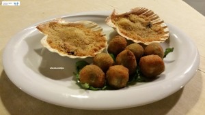 Cappesante gratinate e olive ascolane di pesce